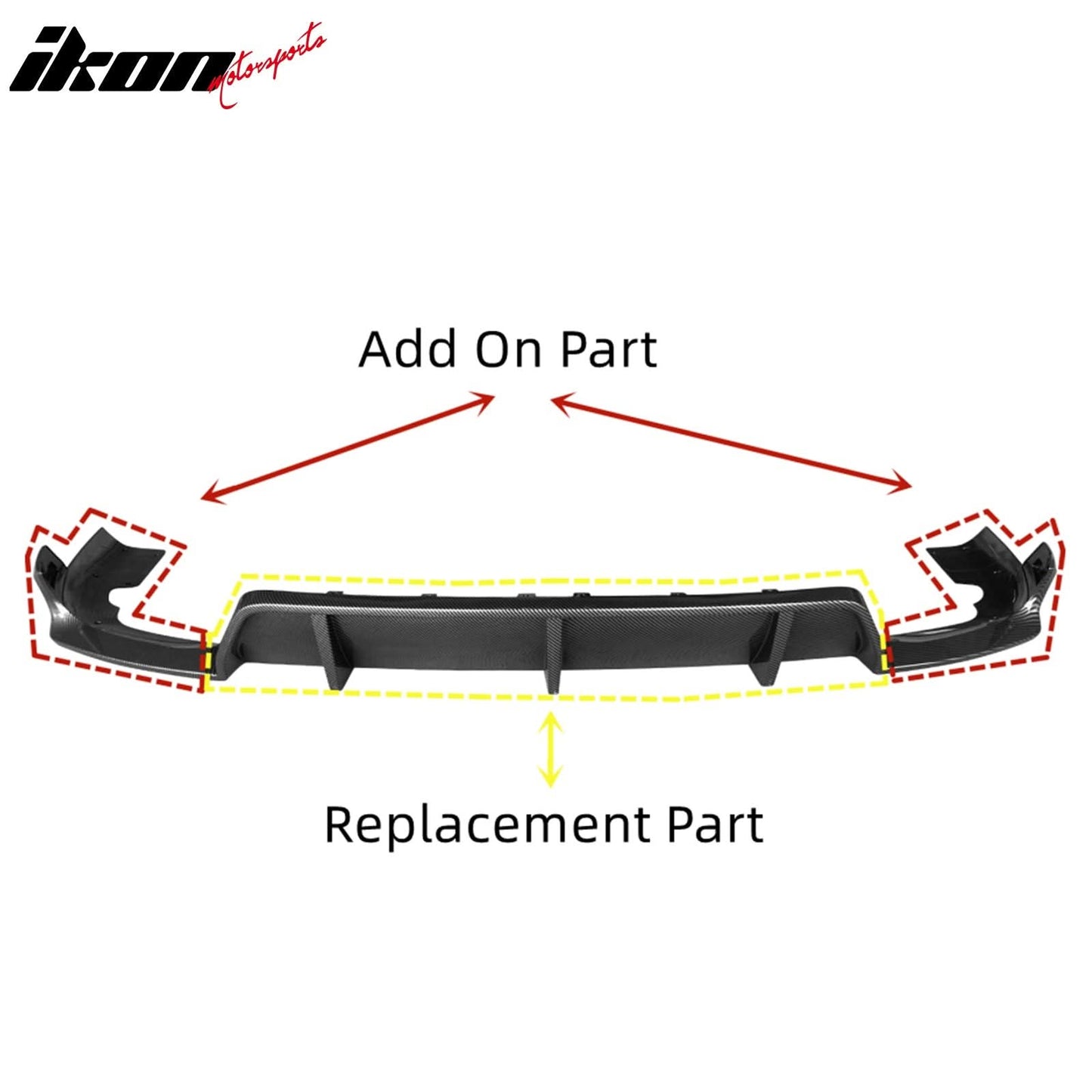 2020-2023 Bmw G06 X6 Ikon Style Gloss Black Rear Bumper Diffuser-pp