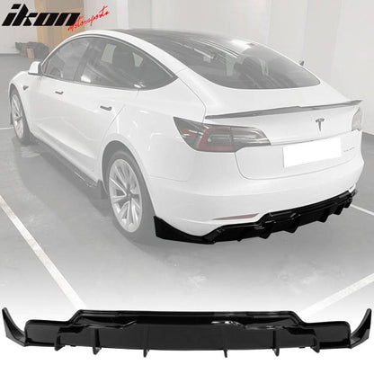 2017-2024 Tesla Model 3 Rear Diffuser with Aprons  IKON Style 3PC