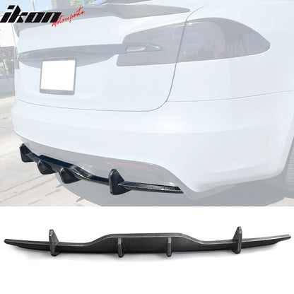 2021-2024 Tesla Model S Gloss Black V Rear Bumper Lip Carbon Fiber