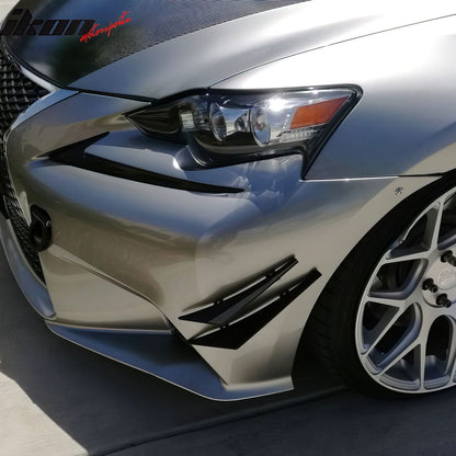 Universal 4PC Carbon Fiber Print Canards PU Front Bumper Lip Splitter