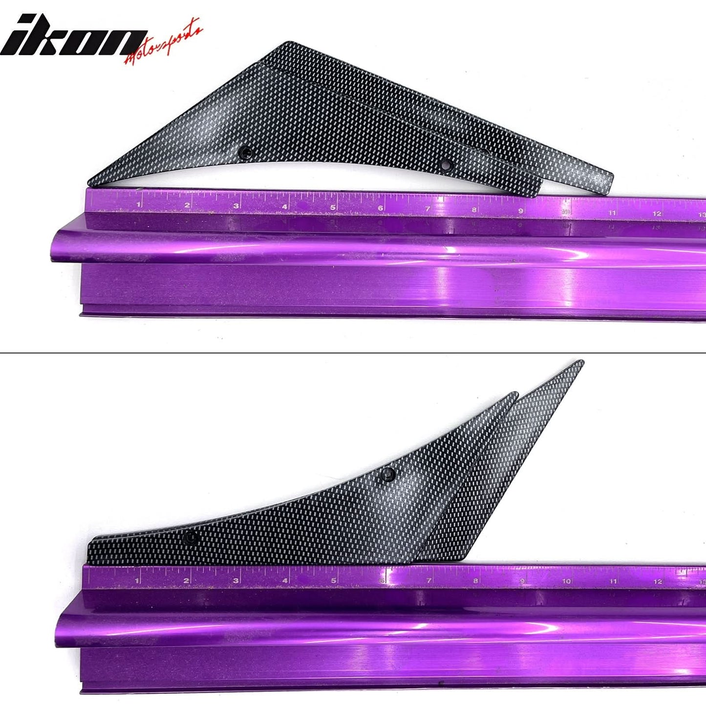 Universal 4PC Carbon Fiber Print Canards PU Front Bumper Lip Splitter