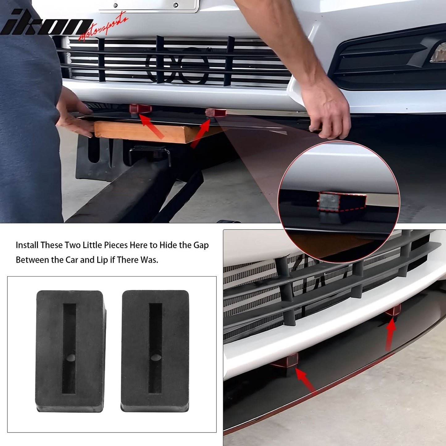 Honda Civic 62"-66" 3PCS A Style Black Front Lip with Strut Rods