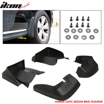 2006-2011 Honda Civic Sedan Fender Mud Guards Splash Flaps PU 4PC