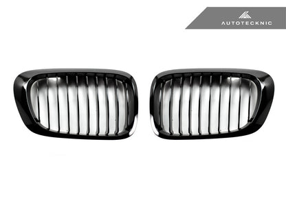 AutoTecknic Gloss Black Front Grille Set - BMW E46 3-Series Coupe Pre-Facelift | M3