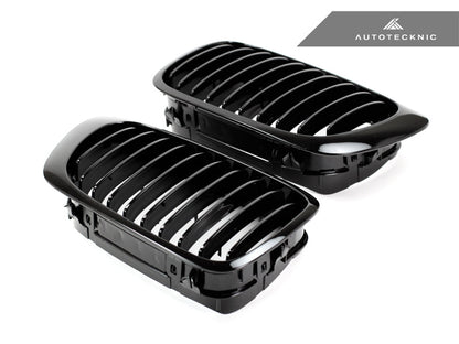 AutoTecknic Gloss Black Front Grille Set - BMW E46 3-Series Coupe Pre-Facelift | M3