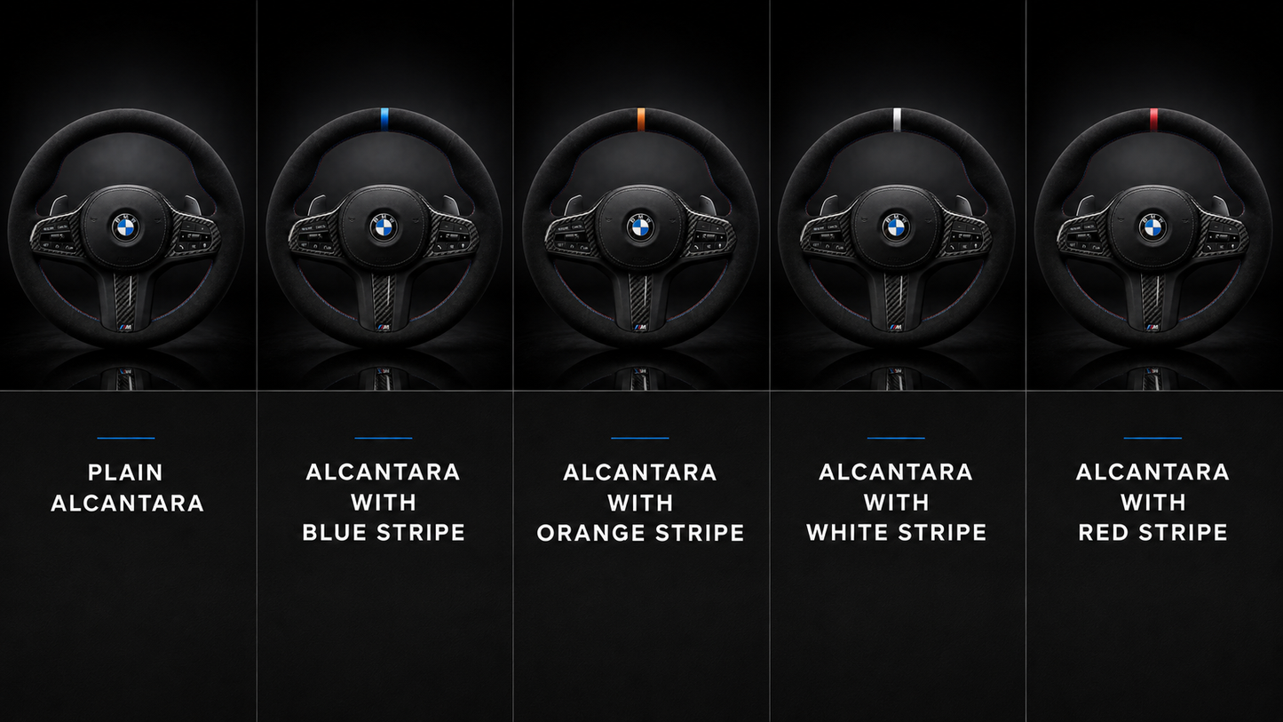 BMW G-Series Alcantara Suede Steering Wheel Cover DIY (Red Stripe) G80 G20 G30 M3 M4 M340i