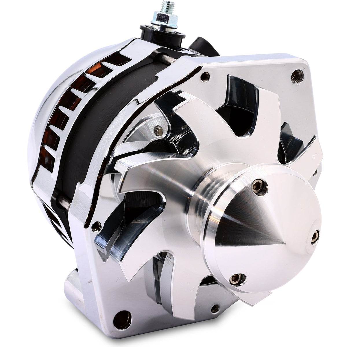 Mechman 240 Amp S Series Alternator 6.15in Bolt Pattern - Chrome with March Pulley