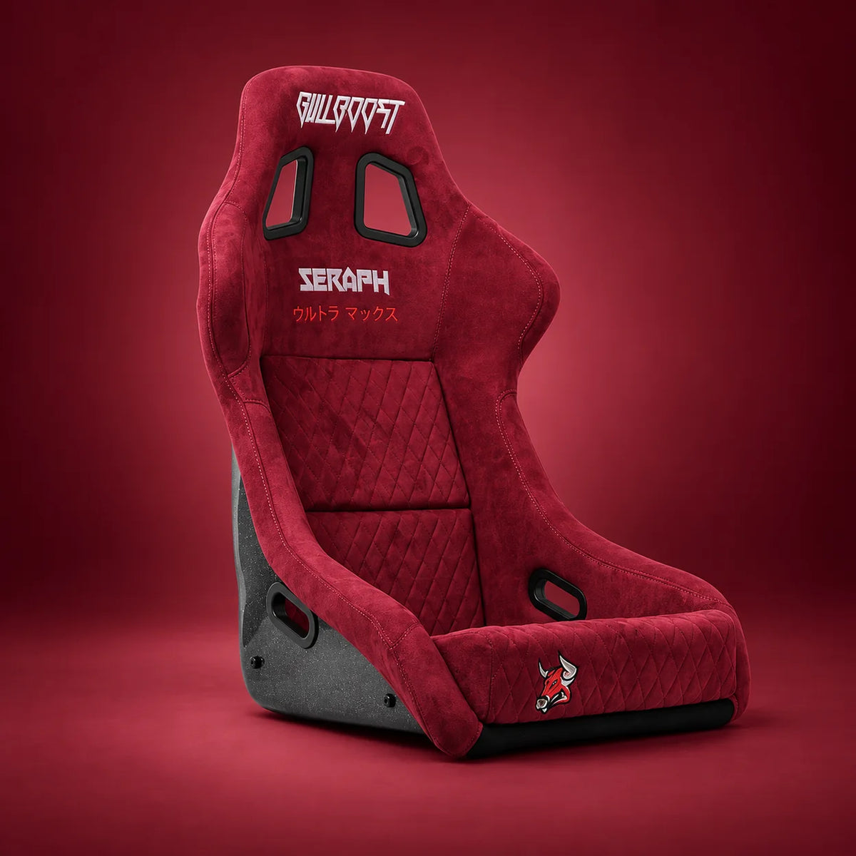BULL BOOST Wine Red Ultra-Max Seraph Racing Bucket Seats with Slider Rails – Pair