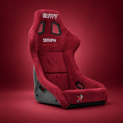 BULL BOOST Wine Red Ultra-Max Seraph Racing Bucket Seats with Slider Rails – Pair