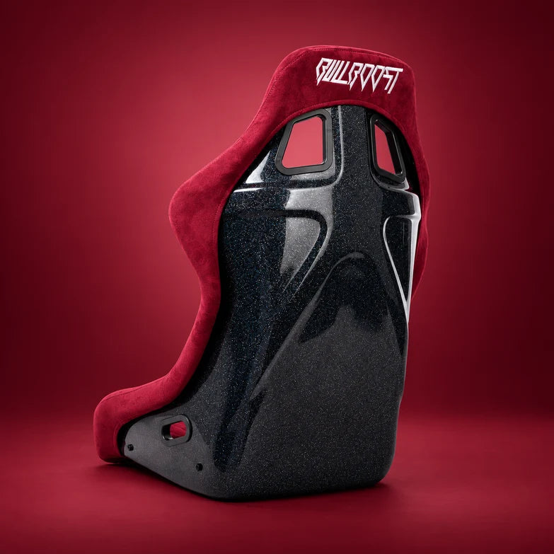 BULL BOOST Wine Red Ultra-Max Seraph Racing Bucket Seats with Slider Rails – Pair