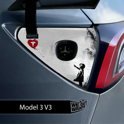 Girl with Balloon Tesla Charge Port Wrap | Model 3