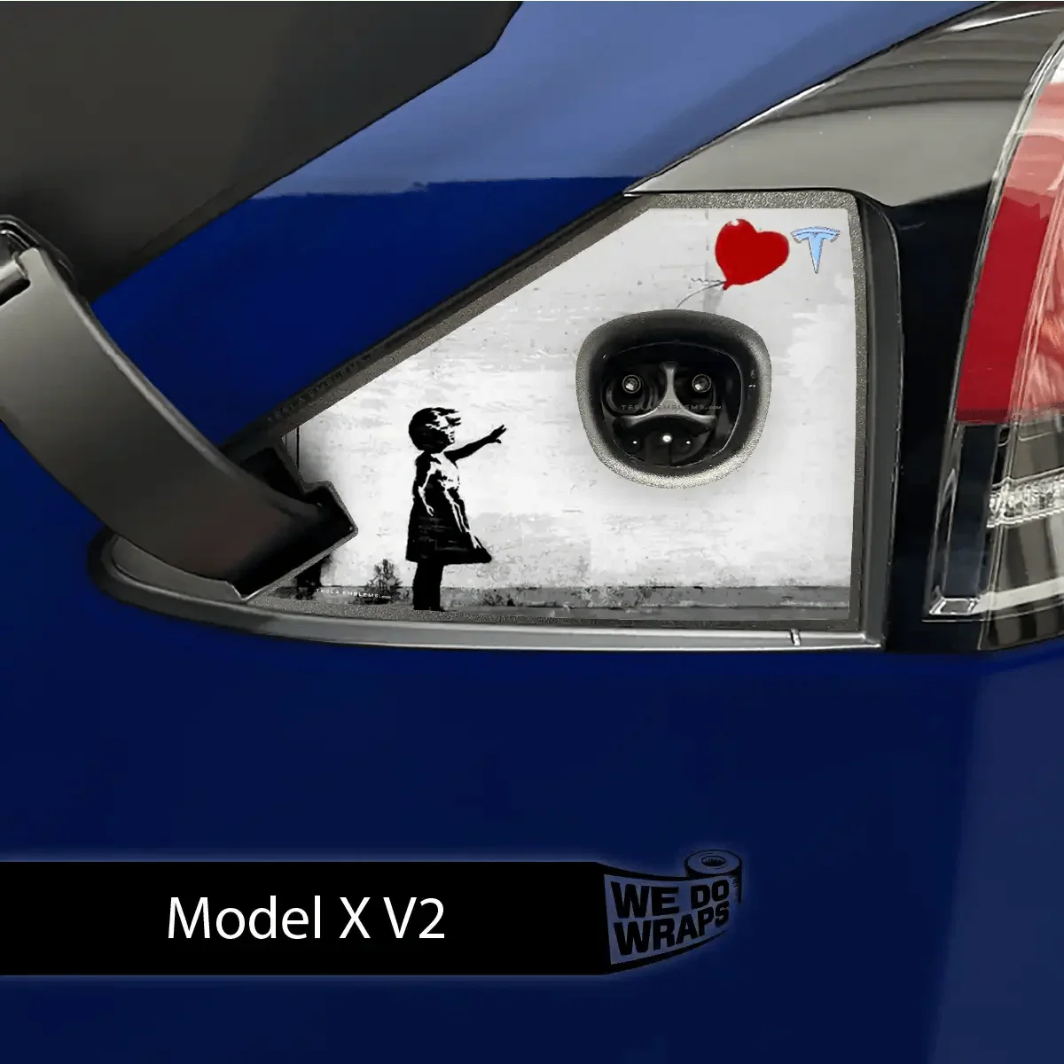 Girl with Balloon Tesla Charge Port Wrap | Model X