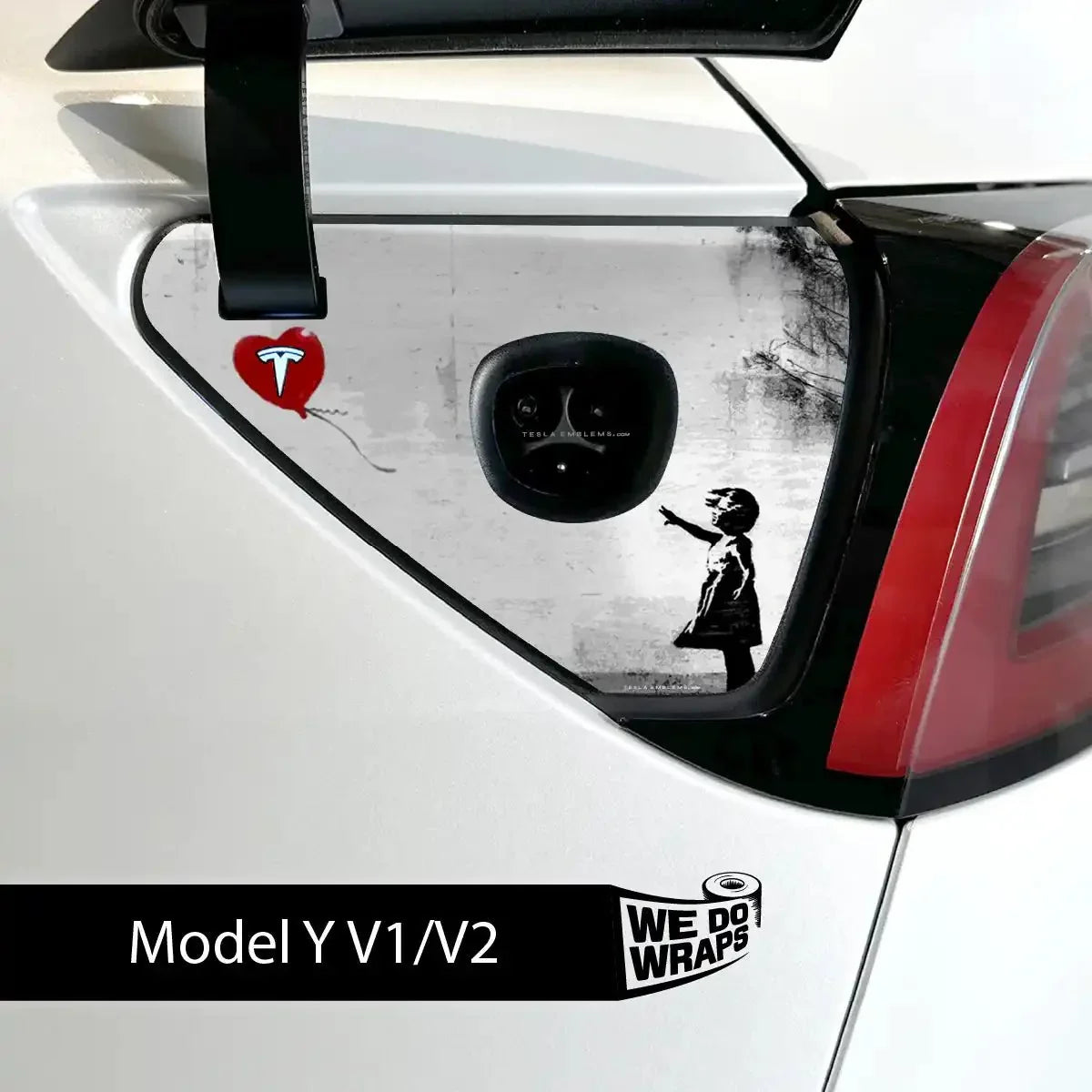 Girl with Balloon Tesla Charge Port Wrap | Model Y
