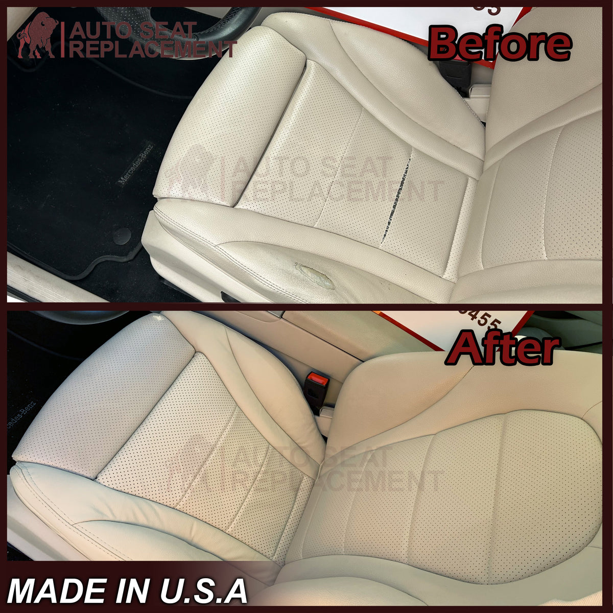 2020 - 2025 Mercedes Benz GLE350 GLE450 Bottom Perforated Replacement Seat Cover In Light Tan (Beige)