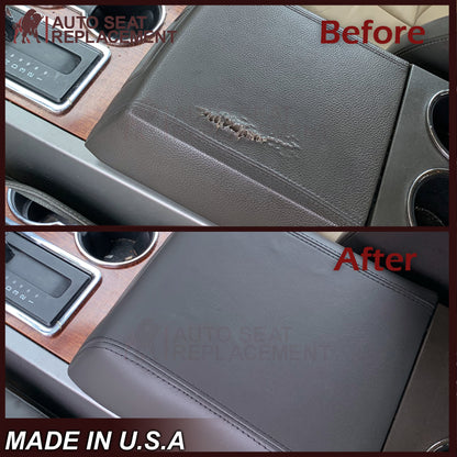 2007 - 2014  Ford Expedition Eddie Bauer Center Console Armrest Lid Synthetic Leather Cover In Brown