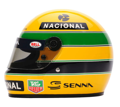 Bell Ayrton Senna 30 Year Legacy 1:2 Scale F1 Mini Helmet | Yellow & Pearl Liveries