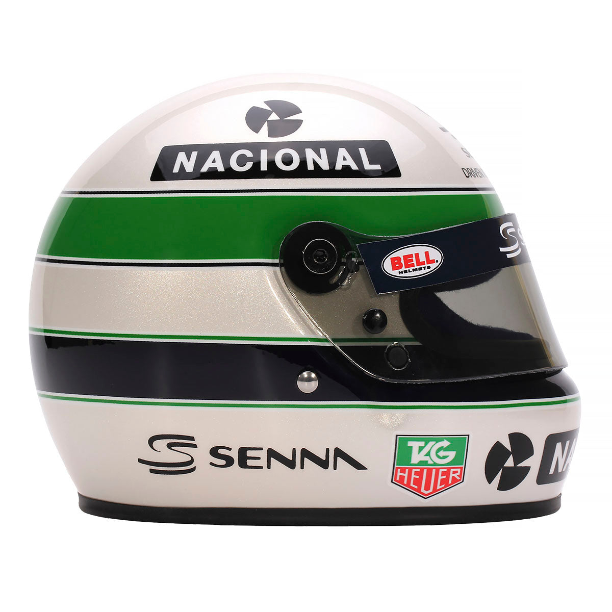 Bell Ayrton Senna 30 Year Legacy 1:2 Scale F1 Mini Helmet | Yellow & Pearl Liveries