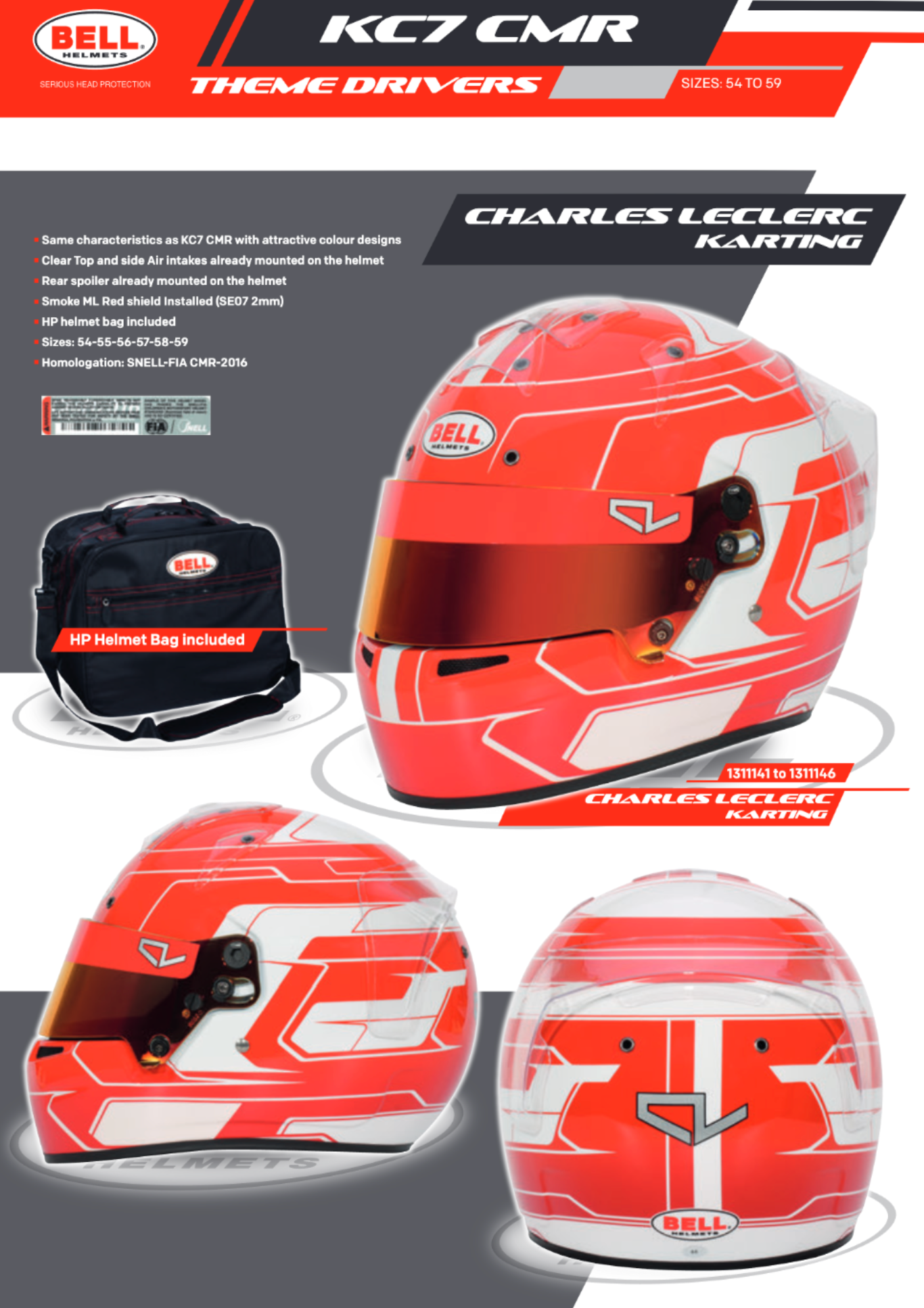Bell KC7-CMR Charles Leclerc Karting Helmet | Snell-FIA CMR-2016