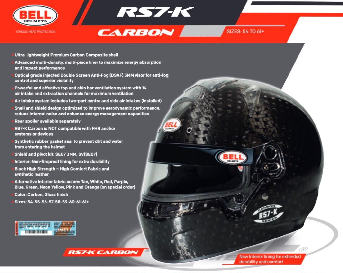 Bell RS7-K Carbon Fiber Karting Helmet | FIA 8878-2024& K2025