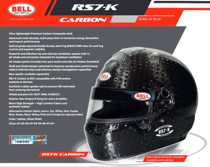 Bell RS7-K Carbon Fiber Karting Helmet | FIA 8878-2024& K2025