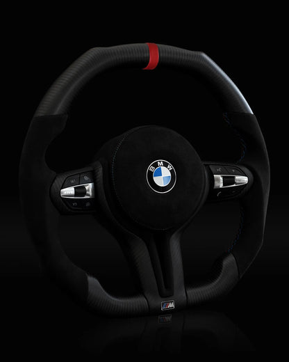 BMW Alcantara Flat Bottom Matte Dry Carbon Fiber Steering Wheel for F Chassis- iCBL's Signature Design for F30 F32 F80 F82 M3 M4 M2 335i 340i 328i 440i 435i