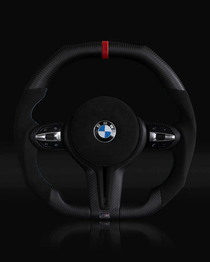 BMW Alcantara Flat Bottom Matte Dry Carbon Fiber Steering Wheel for F Chassis- iCBL's Signature Design for F30 F32 F80 F82 M3 M4 M2 335i 340i 328i 440i 435i
