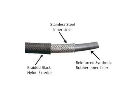 -16AN Black Nylon Braided Flex Hose with Reinforced Rubber Liner - 50 Foot Length