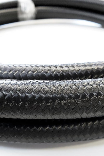 -6AN Black Nylon Braided Flex Hose with Reinforced Rubber Liner - 50 Foot Length