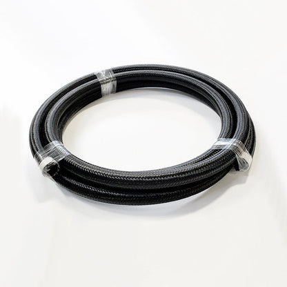 -6AN Black Nylon Braided Flex Hose with Reinforced Rubber Liner - 10 Foot Length