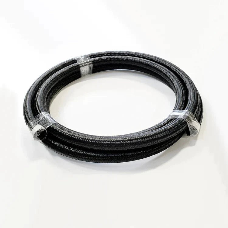 -6AN Black Nylon Braided Flex Hose with Reinforced Rubber Liner - 50 Foot Length