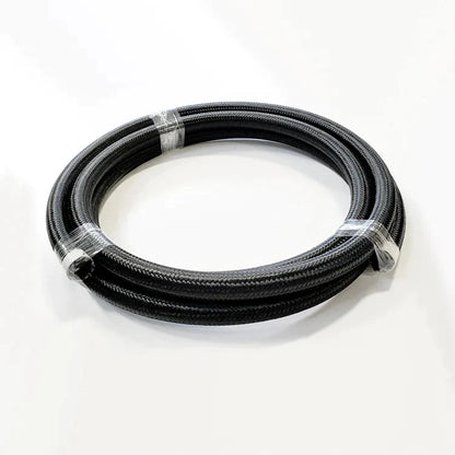 -6AN Black Nylon Braided Flex Hose with Reinforced Rubber Liner - 50 Foot Length
