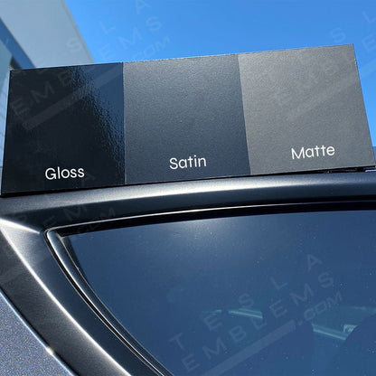 3M Matte Black Metallic Tesla Emblem Decals (Front + Back) | Model 3