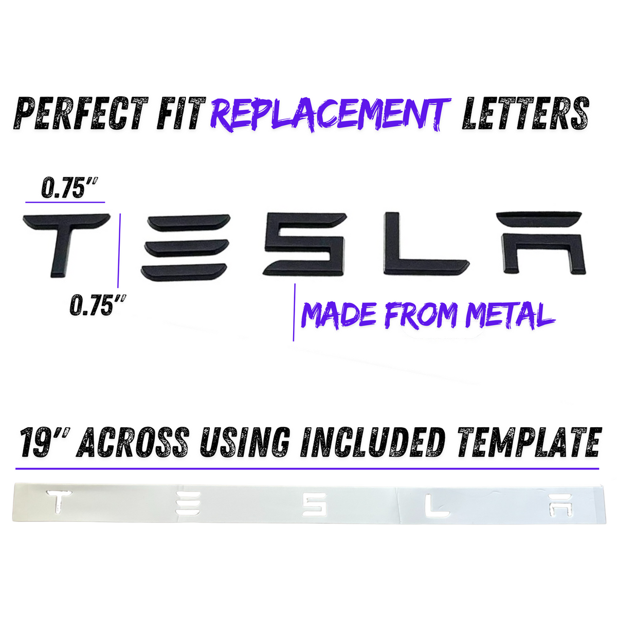 TESLA Letters Emblem - Glossy Black | Tesla Model Y & Model 3