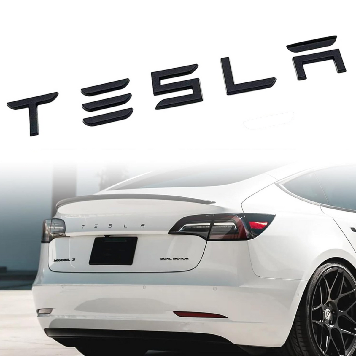 TESLA Letters Emblem - Matte Black | Tesla Model Y & Model 3