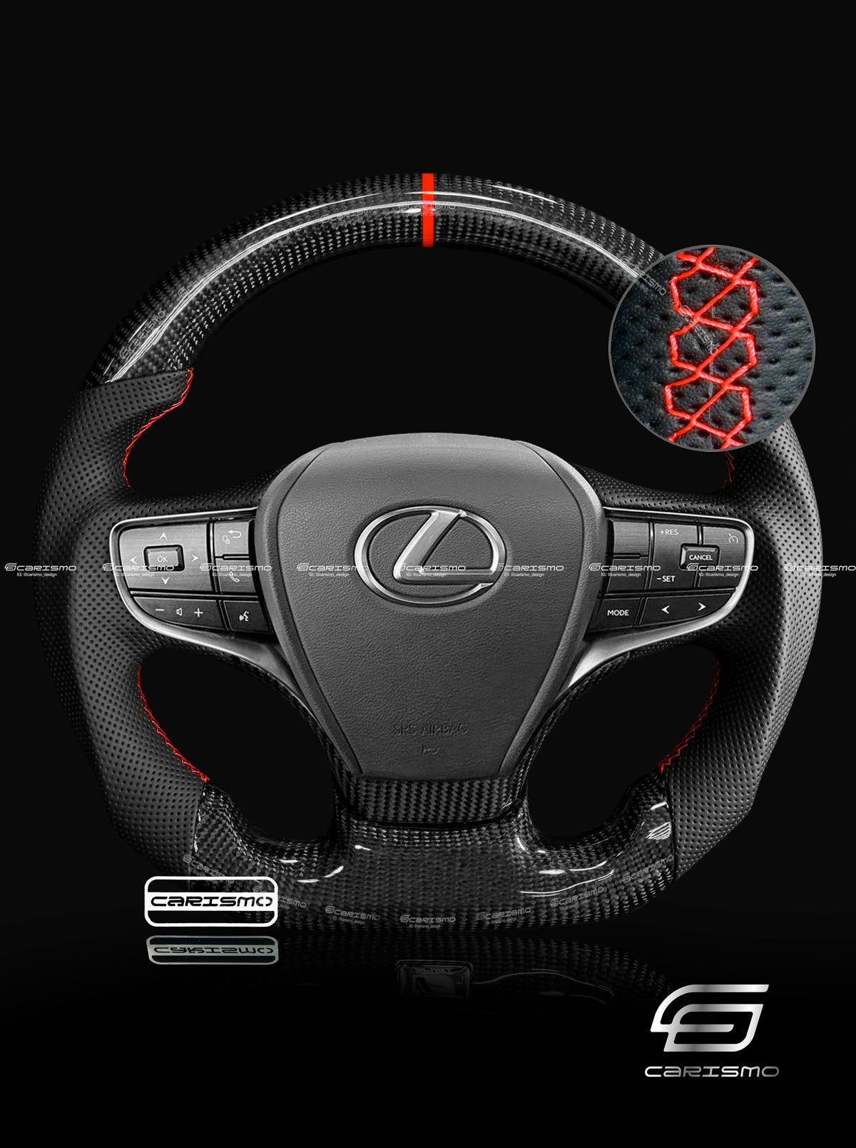 Carismo Steering Wheel For Lexus ES (Gen 7) - Sport - Gloss Carbon - Perforated Leather