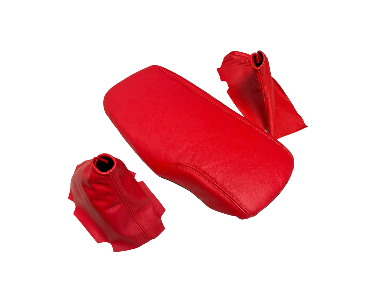 2005 - 2013 Chevy Corvette C6 Console Cover, Shift & E-brake Boot Set in Genuine Leather