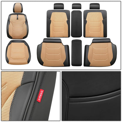 Sport Series Full Set Seat Covers - Black/Beige