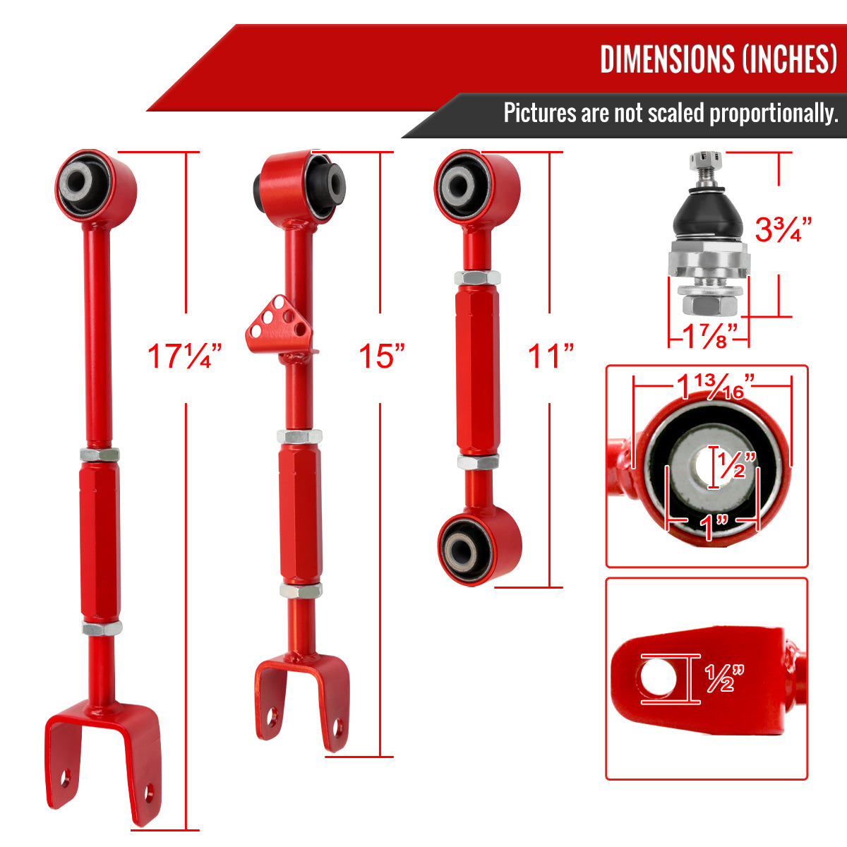 2008-2013 Honda Accord Acura TL/TSX Adjustable Front Ball Joints & Rear Control Arms