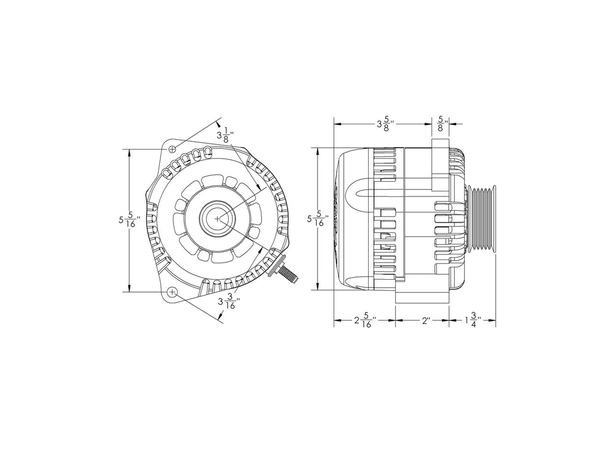 Mechman 240 Amp 6-Phase High Output Alternator 1988-1995 GM Truck - Black