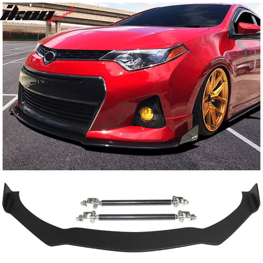 2014-2016 Toyota Corolla S Coated Textured Front Lip & Splitter Rod