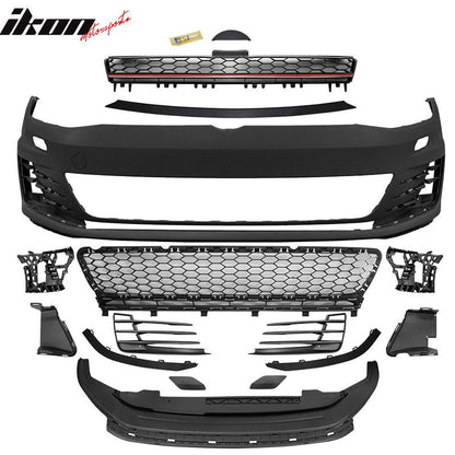2015-2017 Golf 7 MK7 GTI Type Front Bumper + Black Red Chrome Grille