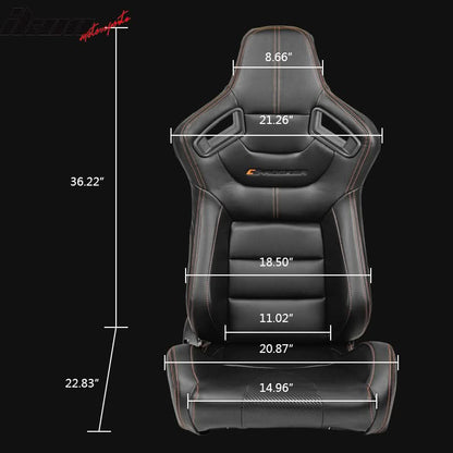 Universal Black Racing Seat 2PC Dual Slider Belt PU Carbon Leather