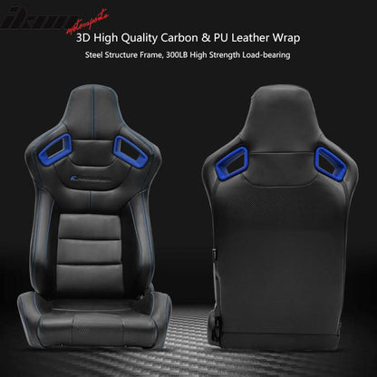 Universa Blue Bezell Racing Seat Dual Slider Buckle Belt PU Carbon