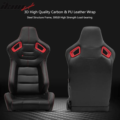 Universal Racing Seat Dual Slider 6 Point Cam-lock Belt PU Carbon