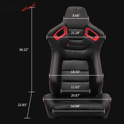 Universal Racing Seat Dual Slider 6 Point Cam-lock Belt PU Carbon