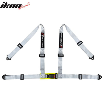 Universal White Bucket Racing Seat Dual Slider Buckle Style Belt PU