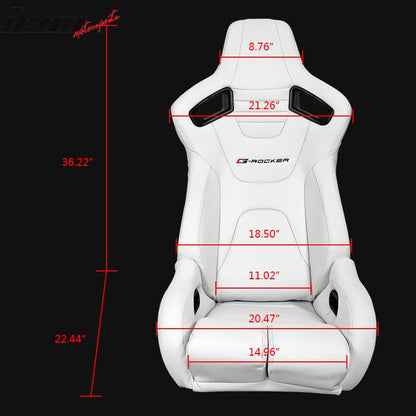 Universal White Bucket Racing Seat Dual Slider Buckle Belt Gray PU