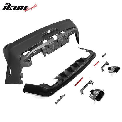 2008-2014 Dodge Challenger Front+Rear Bumper Cover+Lip+Diffuser PP