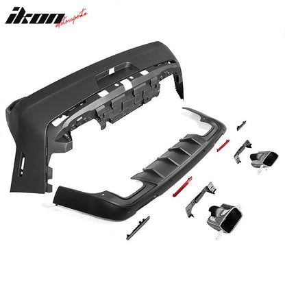 2008-2014 Dodge Challenger Front+Rear Bumper Cover+Lip+Diffuser PP