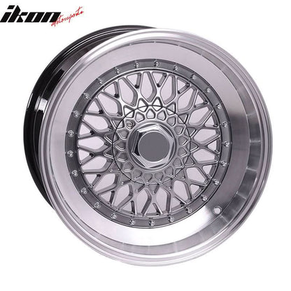 (4) 17X8.5 +25 5X100 / 5X114.3 Step Lip Deep Dish Mesh Wheels Rims